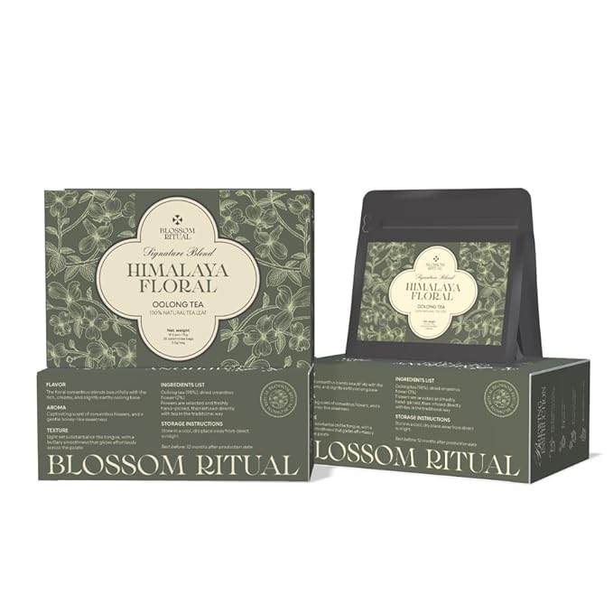 BLOSSOM RITUAL Himalayan Floral – Osmanthus Infused Oolong Loose Leaf – 20 Natural Based Pyramid Bags – Serve Upto 60 cups – Milky Floral Scent & Flavor – Gentle Energy Boost & Overall Calmness| 2.65oz