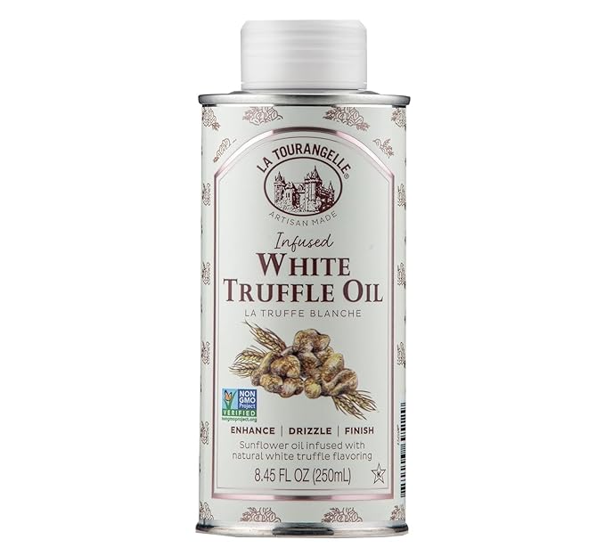 La Tourangelle, Infused Trio of Oils - Basil Oil, Garlic Oil, White Truffle Oil,Complex Gourmet Earthy Flavor for Drizzling over Pasta, Popcorn, Vegetables, Potatoes, Soup and More, 8.45 Fl Oz (Set of 3)