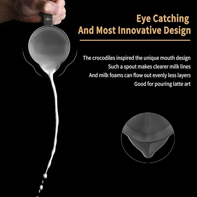 MHW-3BOMBER Espresso Steaming Pitcher Milk Frothing Pitcher Stainless Steel Milk Coffee Cappuccino Latte Art Barista Cup (5.0 Matte Black, 13.5oz/400ml)
