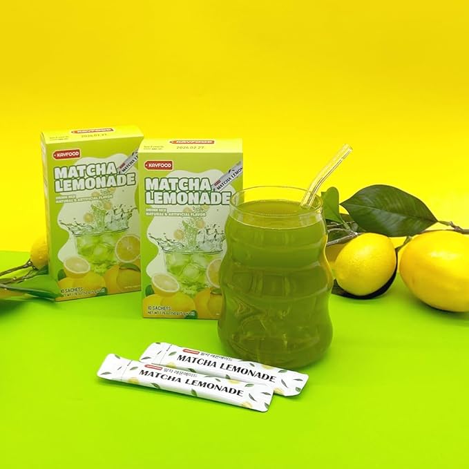 KAYFOOD Premium Teaade Matcha Lemon & Peach Oolongade Oolong Tea, Mix Powered Sugar Free, Diet, Korean Beverage, Dlended Hot & Iced Tea Ade, Healthy Drink (30, Matcha Lemonade) (10ST)