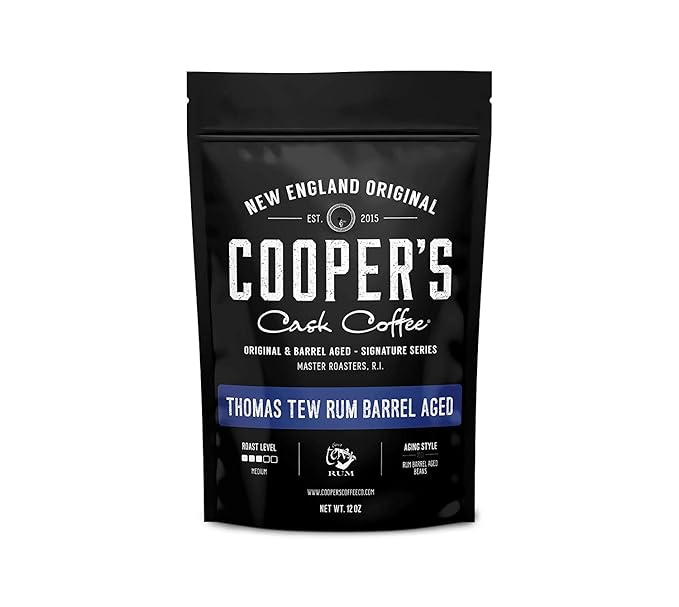 Rum Barrel Aged Coffee - Single Origin Rwanda Coffee Beans Aged in Thomas Tew RUM Barrels - 2lb Bags, Ground Coffee
