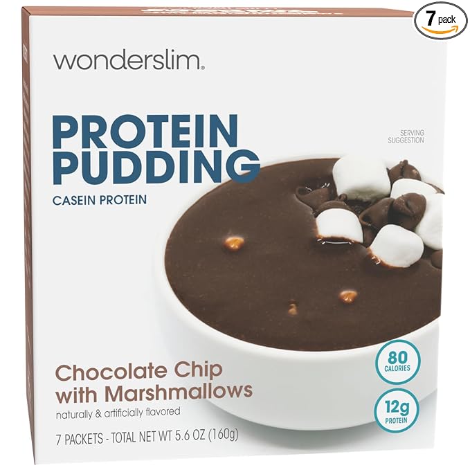 WonderSlim Protein Pudding, Chocolate Chip Marshmallows, Gluten Free, Low Carb (7ct)