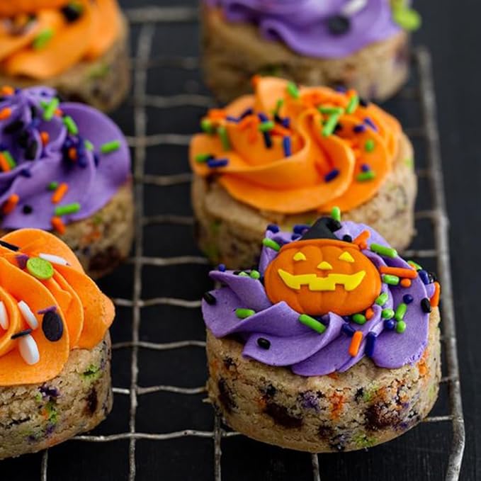 Halloween Sprinkles 4 Cell Edible Candy Eyeball Mix Orange Black Purple Green Sprinkle Jimmies Nonpareils Perfect for Cake Decorations Baking Ice Cream Cookies Cupcake Topper 6.5OZ