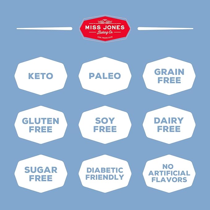 Miss Jones Baking Blueberry Muffin Mix - Almond Flour, Gluten Free, Low Carb, No Sugar Added, Naturally Sweetened Desserts & Treats - Keto, Diabetic, Atkins, WW, and Paleo Friendly (Pack of 4)