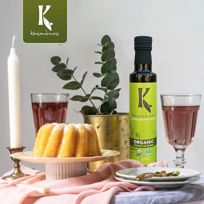 Kasandrinos Organic Olive Oil Extra Virgin, Polyphenol Rich Greek Olive Oil, 100% Organic First Cold Pressed, Mild + Delicate Flavor, Verified by Non GMO, 250 ml / 8.5 oz (Pack of 2)