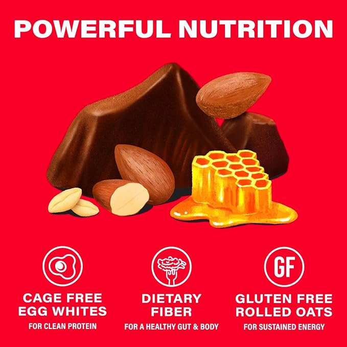 OVER EASY Dark Chocolate Almond Sea Salt Oatmeal Breakfast Bars - Granola and Protein Bars -12 Energy Snack Bars - Clean, Organic, Gluten Free, Dairy Free, Soy Free and Kosher