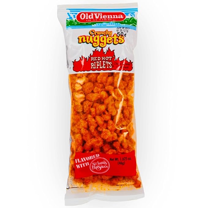 Old Vienna of St. Louis Red Hot Riplets Crunchy Nuggets 1.625oz Tubes (Pack of 6) Snack Box by TranadaCo