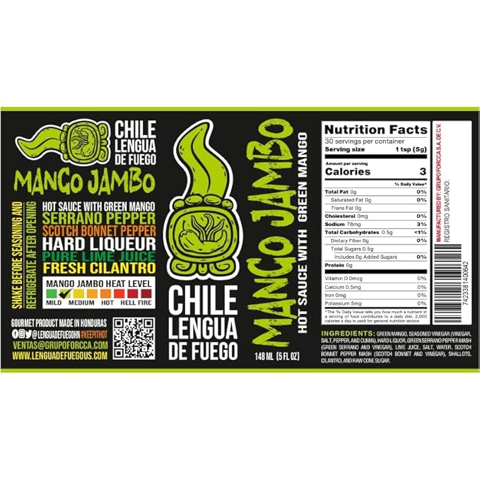 Mango Jambo Mild Hot Sauce – Pack of 2 – Green Mango & Serrano Blend with Sweet & Tangy Flavor – Award-Winning Gourmet Sauce
