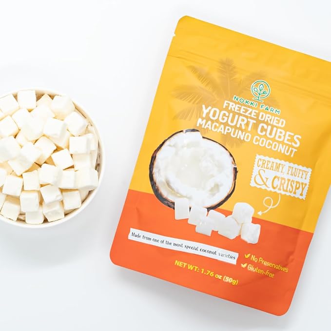 (Pack of 3) NOKKI FARM Freeze-dried Macapuno Coconut Yogurt Melts 50g | No Artificial Colors | No preservatives | Non GMO