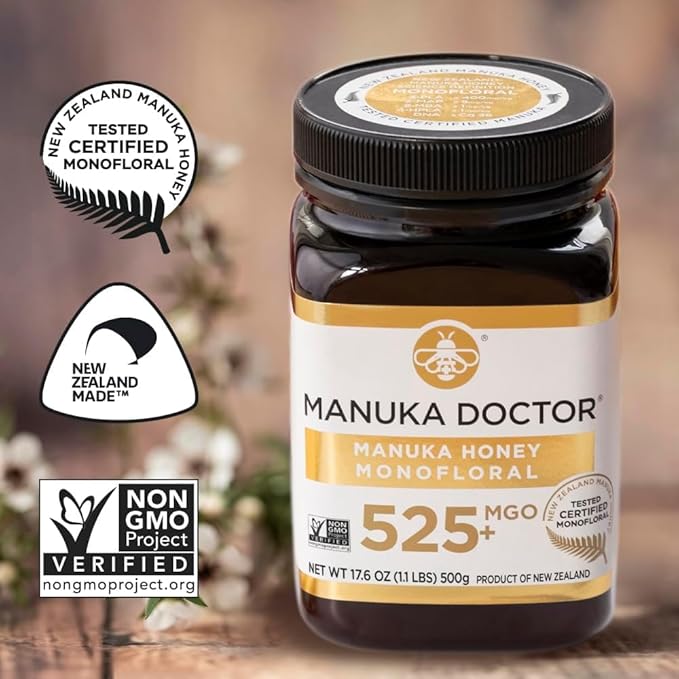 MANUKA DOCTOR - MGO 525+ Manuka Honey Monofloral (1.1 lbs) 100% Pure New Zealand Honey. Certified. Guaranteed. RAW. Non-GMO