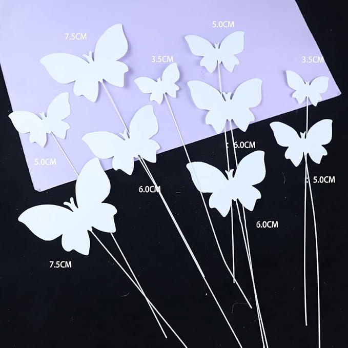White Butterfly Cake Toppers, 11pcs Butterfly Cupcake Toppers Happy Birthday Metal Gold Cake Topper for Girls Women's Birthday Cake Party Decorations