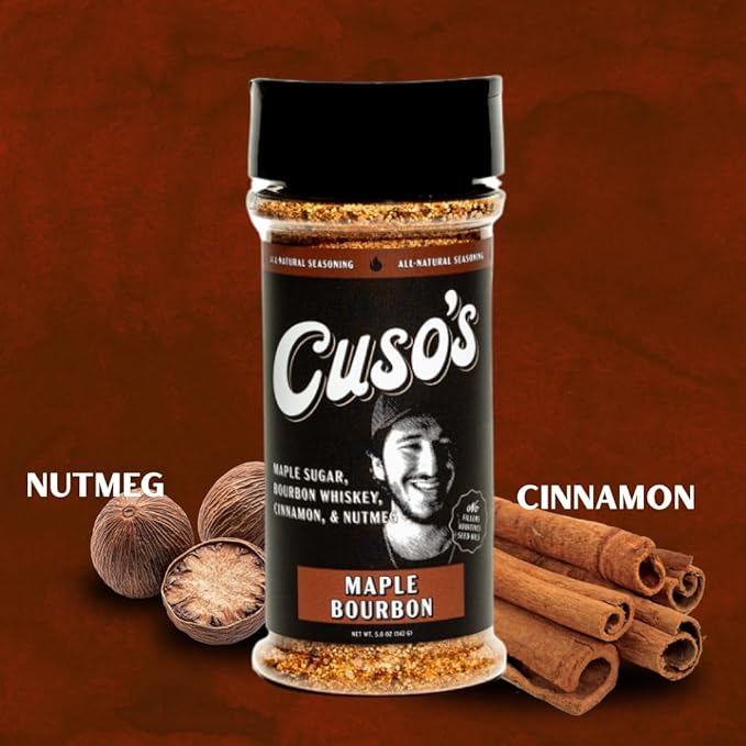 Cuso Cuts Maple Bourbon Rub BBQ Seasoning - All-Natural Steak Seasoning - Spices for Grill, Marinade & Smoking - 1 Count BBQ Rub - 5 oz bottle