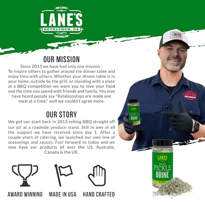 Lane's Pickle Brine Seasoning, All-Natural Pickle Seasoning For a Healthier Dishes to Accommodate Meats, Veggies, Seafood, Made in USA, 16 oz (453g)