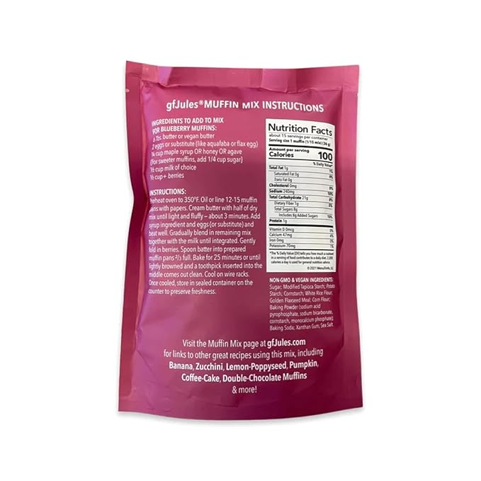 gfJules Certified Gluten Free Muffin Baking Mix | No Grit, Non-GMO, Vegan | Certified Top 9 Allergen-Free & Kosher | Makes 15 Muffins | 14 Ounces, Pack of 12