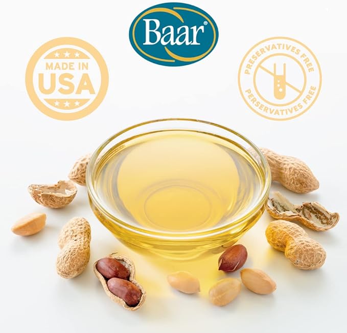 Baar Expeller, Cold Pressed Peanut Oil from Roasted Peanuts Grown in The United States - Kosher - GMO and Solvent Free (Roll-On 3 Ounces)