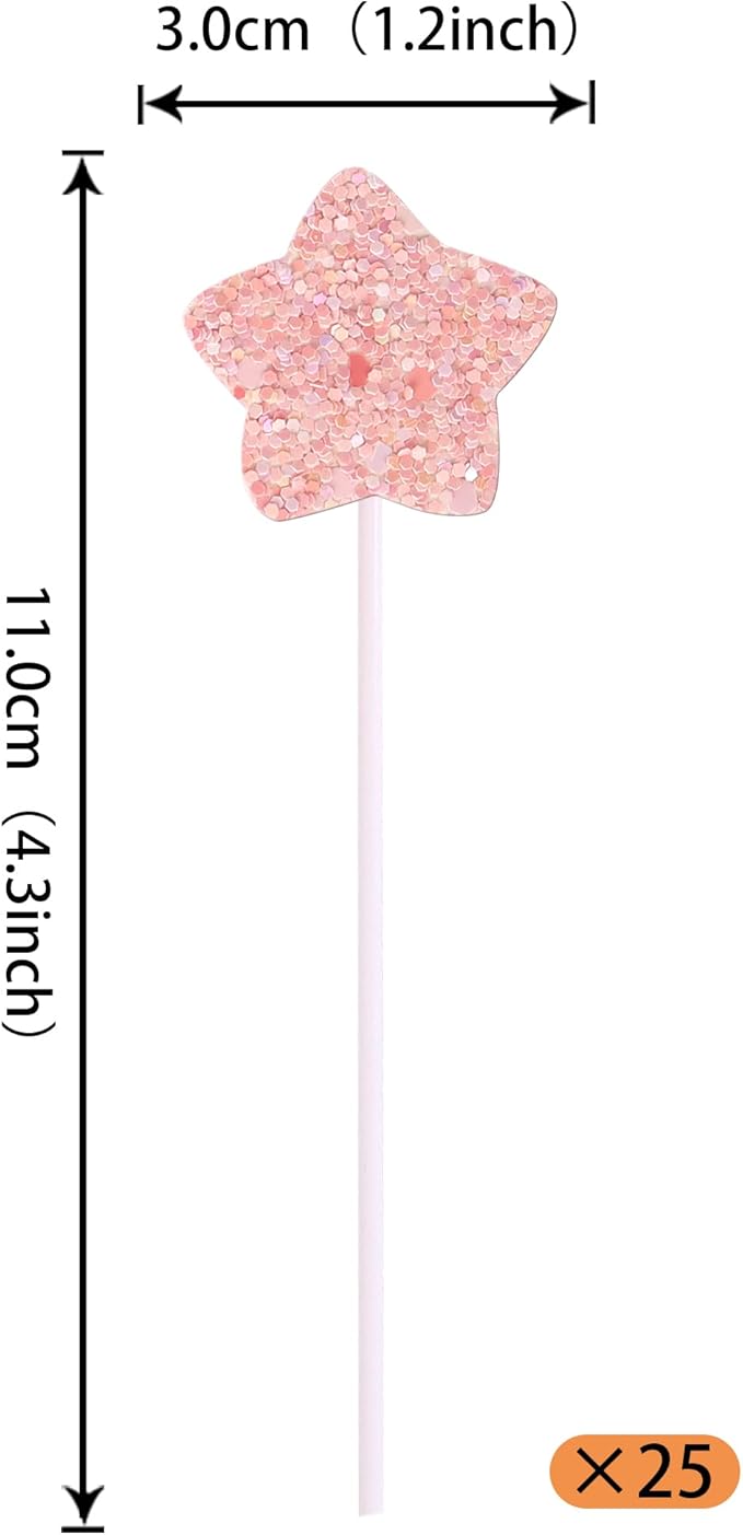 30 Pack Star Cupcake Topper Twinkle Twinkle Little Star Cupcake Picks Kids Birthday Wedding Engagement Baby Shower Cake Decorations Party Supplies Pink