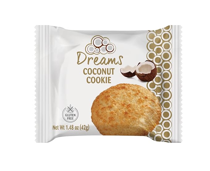 Coconut Cookie with Peanuts Cookie ??Macaroons, Healthy Snacks, Gluten-Free, Protein and Nutrient Packed ??DREAMS COCONUT ??Pack of 4 (x 1.48oz/42g), 5.92oz/ 168g