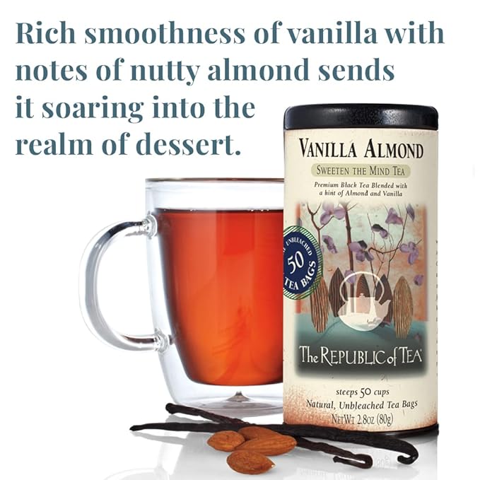 The Republic of Tea ??Vanilla Almond Black Tea Super Refill, 100 Tea Bags, Naturally Caffeinated