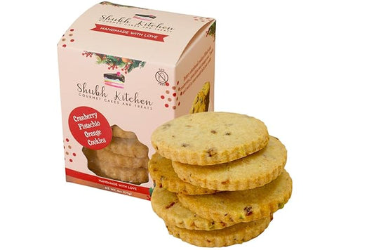 Cranberry Pistachio Orange Cookies- Holiday Gourmet Cookies, 100% Egg-Free & Vegetarian, Handmade Bakery-Style with Real Butter & Orange Zest, No Preservatives, 6 oz Pack Festive & Delicious Gift
