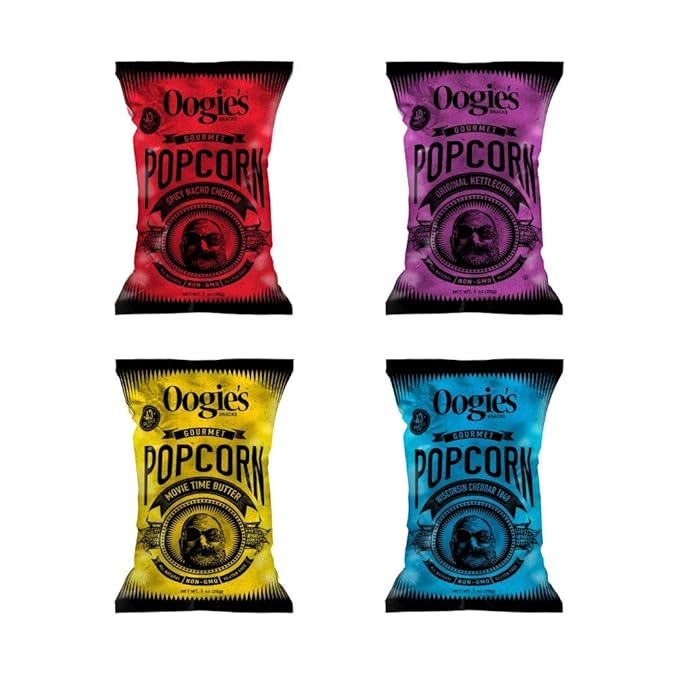 Oogie's Gourmet Popcorn| 16 Pack | Variety Flavor Pack | Gluten Free Popcorn Snacks | 1oz Individual Bags