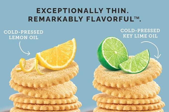 Dewey's Bakery Meyer Lemon & Key Lime Moravian Style Thin Cookies Variety Pack, Bakery Fresh with Real Simple Ingredients, Low Calorie Snack, No Artificial Flavors or Synthetic Colors, 9oz (Pack of 2)
