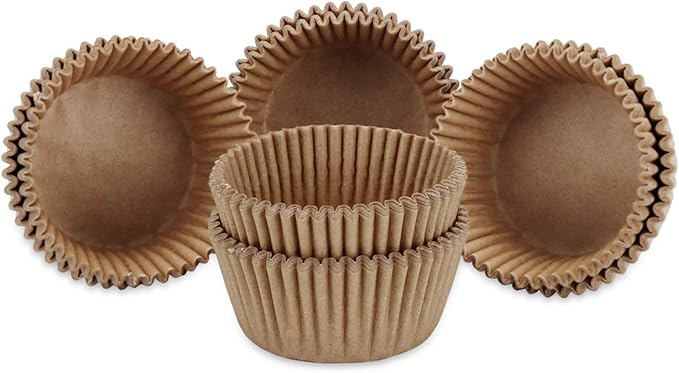 Gifbera Natural Mini Cupcake Liners Odorless Greaseproof Paper Muffin Baking Cups 300-Count, Natural Color