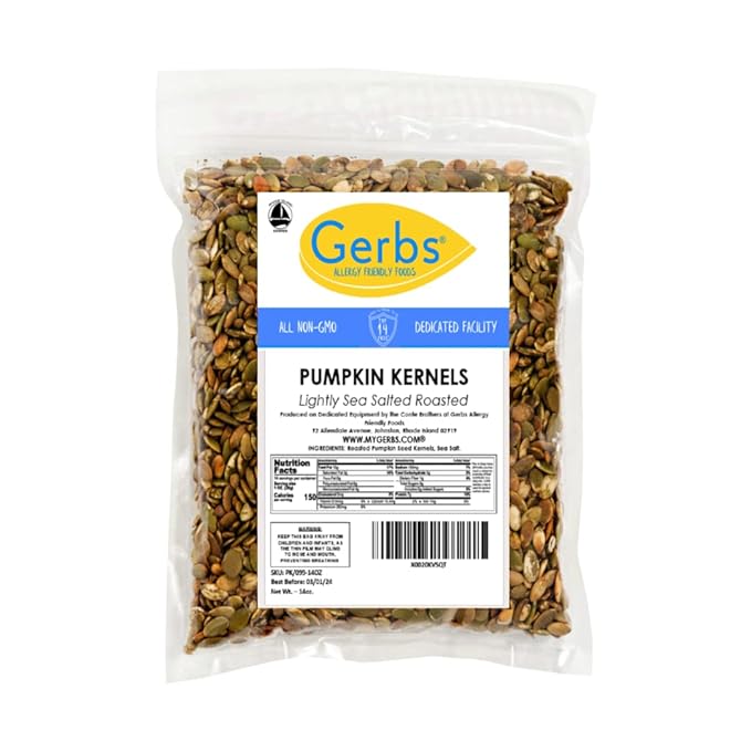 Gerbs Lightly Sea Salted Pumpkin Seed Kernels 14 oz. | Small Batch Roasted, No Additives, Resealable Bag | Crunchy & Savory | Top 14 Allergen-Free