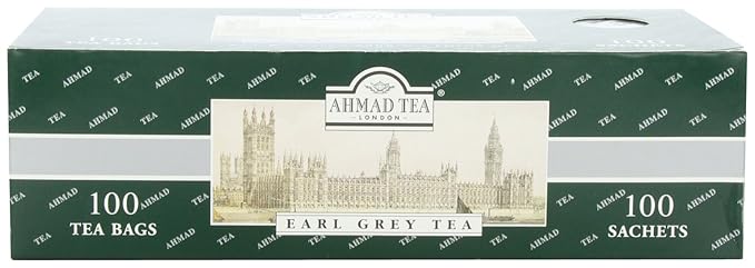 Ahmad Tea Earl Grey Tea, 100 Paper Enveloped Teabags (Pack of 1)