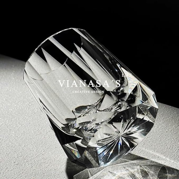suigetsu Hand Cut Crystal Whisky Glass 320ml Edo style Whiskey Glasses -Cocktail-Vodka-Beer Drinkingware Glasses IN GIFT CARTON (Clear)