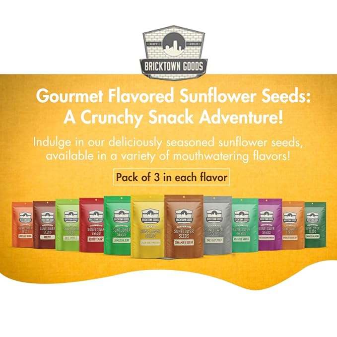 Bricktown Goods Salt and Balsamic Vinegar Flavored Sunflower Seeds - 3 Pack - Boldly Seasoned and Roasted In-Shell Sunflower Seeds - 24 oz Total
