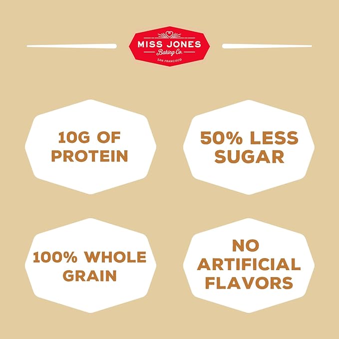 Miss Jones Baking Banana Bread & Muffin Mix - Whole Grains, 50% Lower Sugar, Real Banana, Vegan Banana Bread, Naturally Sweetened Desserts & Treats, 10.57 Ounce (Pack of 6)