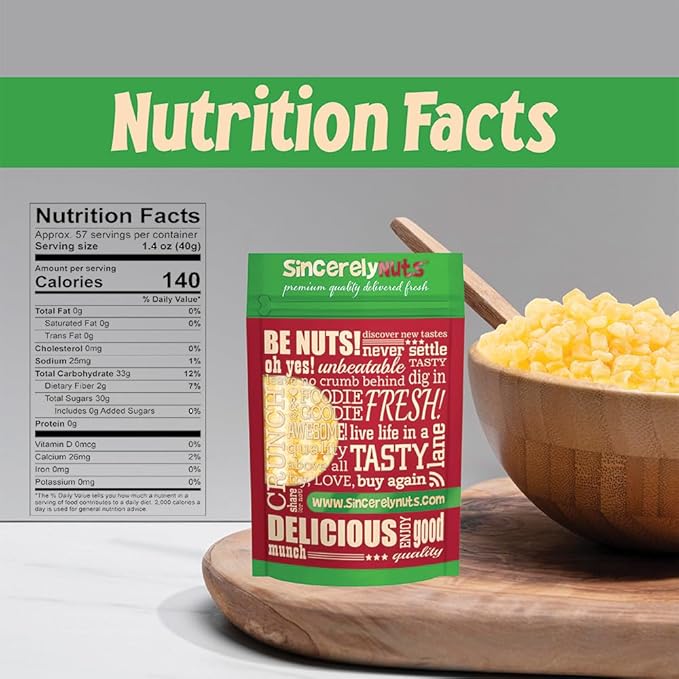 Sincerely Nuts Diced Pineapple (5 LB)-The Perfect Healthy Snack - Vegan, Gluten-Free and Kosher Superfood - Dried Fruit for Yogurts, Trail Mix, and More-Tasty Cooking Staple for Your Favorite Dishes
