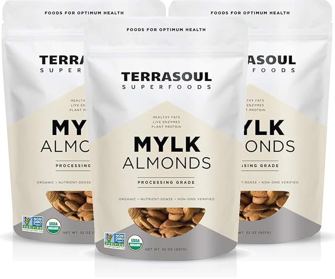 Terrasoul Superfoods Raw Unpasteurized Organic Almonds (Mylk Grade), 6 Pounds
