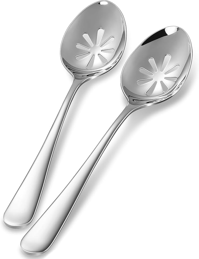 KEAWELL Premium Louise 9" Serving Spoon Set ??18/10 Stainless Steel - Uniting Elegance and Durability - Exquisite Serving Utensils for Parties (Slotted Spoon)