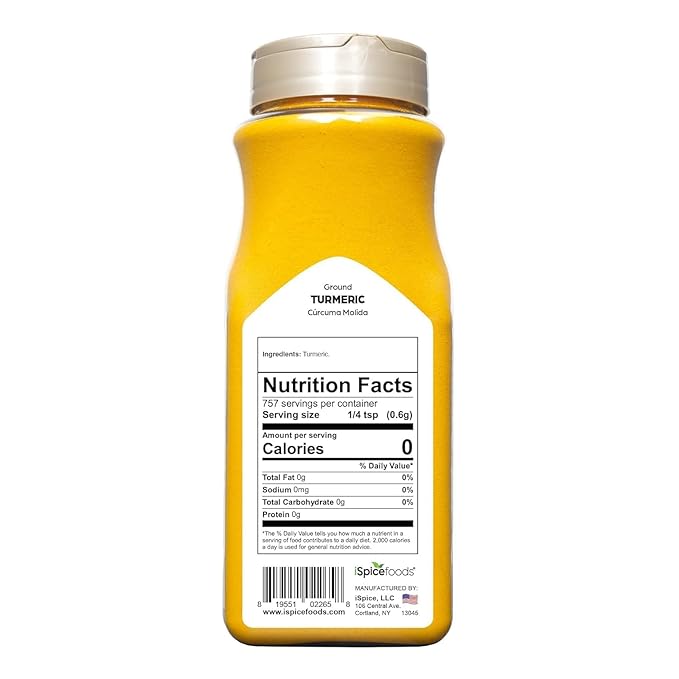 iSpice Pure Premium Ground Turmeric Powder | All Natural Tumeric Fresh| Ready to Use Golden Turmeric Root Extract | Turmeric Spice | Gluten Free | Keto Friendly | 16 OZ