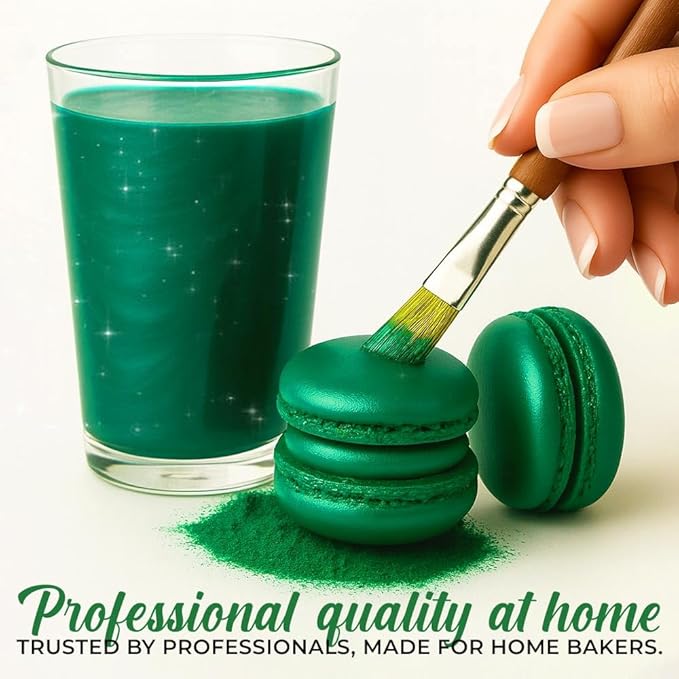 Bulk (20g) Luster Dust Edible Cake Decorations, Edible Luster Dust for Cakes, Green Edible Luster Dust for Cupcake Decorations, Cake Drip, Edible Paint, Green Edible Shimmer Dust for Drinks