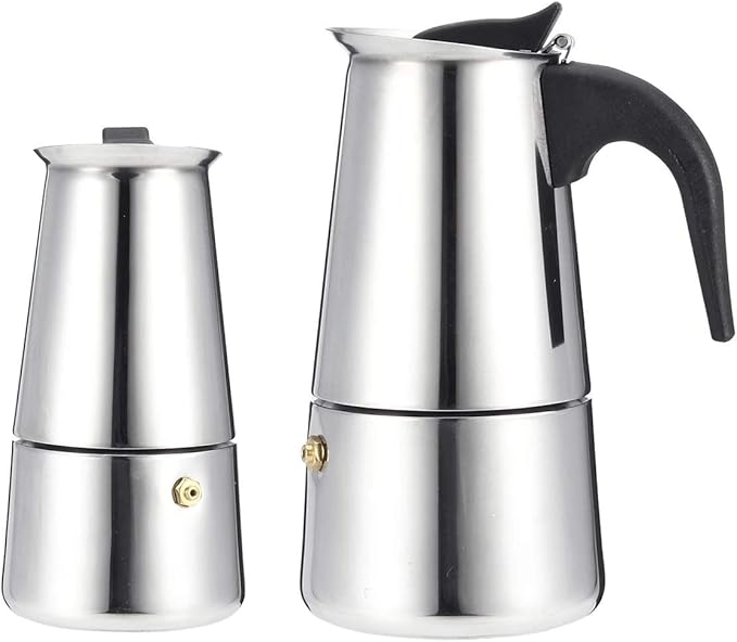 WILL 200450ml Portable Espresso Coffee Maker Moka Pot Stainless Steel with Electric stove Filter Percolator Coffee Brewer Kettle Pot (200ml)