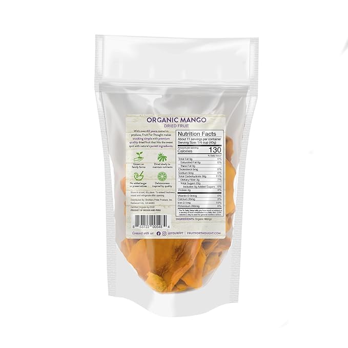 Fruit for Thought Organic Dried Mango | Dried Fruit Snack Packs Ideal for the Family | No Sugar Added | At Home, Work, or On the Go | 16 Ounce Bags Pack of 2