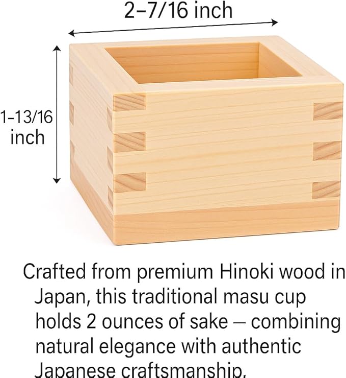 JapanBargain, 4-Pack Small Hinoki Cypress Masu Sake Cups – Made in Japan Wooden Sake Box Cups with Leak-Resistant Interlocking Joints, Natural Aroma – For Chilled Sake, 2 Ounce