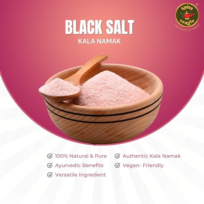 Spice Magic Black Salt (Kala Namak) ??Authentic Indian Mineral Salt | Unique Tangy Flavor for Chaats, Curries & Vegan Recipes | 7 oz (200 G)