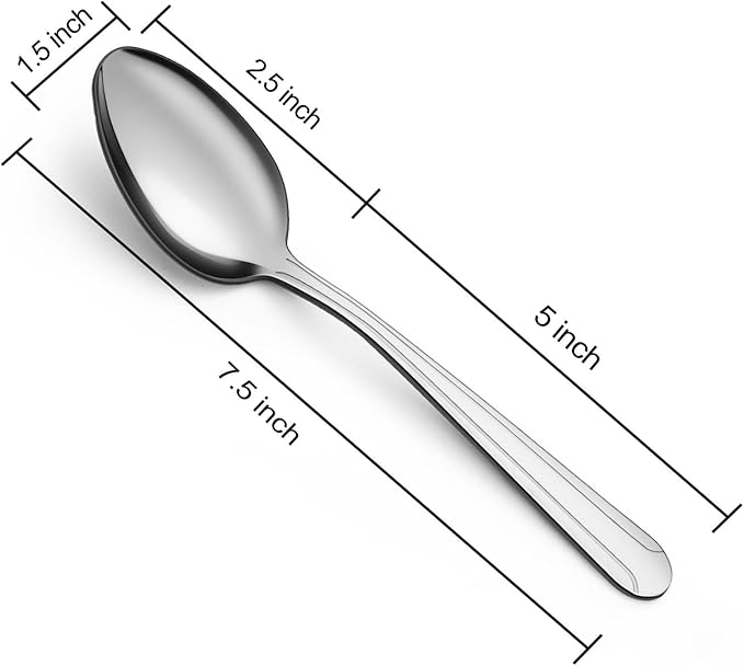 BEWOS 24 Pieces Spoons Set - 7.5 Inchs Spoons Silverware, Stainless Steel Spoon, Dinner Spoon, Dishwasher Safe, Mirror Polished Tablespoons for Home, Restaurant