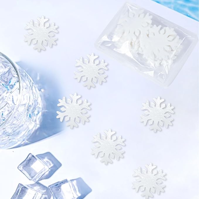 50pcs Edible Snowflake Cupcake Toppers ??Edible Cake Decorations & Snowflake Cake Decorations for Christmas, Winter & Any Party (White)