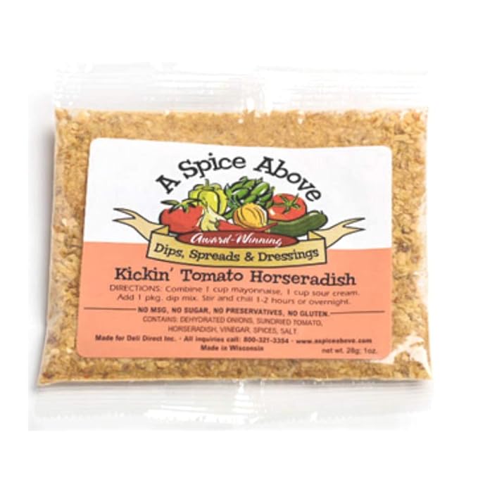 A Spice Above Dips, Spreads, and Dressing Mixed Seasonings Party Packets, 3 Pack (Kickin Tomato Horseradish)