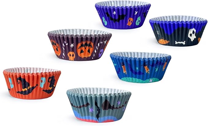 qiqee Halloween 300PCS Standard Cupcake Liners Cupcake Cups 6 Designs Halloween Potion Cupcake Papers Baking Cups Cupcake Wrappers (Medium Size)