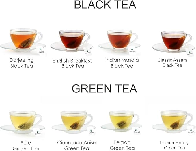 Octavius Gift's Select - Assorted Tea in Elephant Printed Wooden Box | 6 Flavors, 90 Tea Bags | Black & Green | Tea Gifts for Women & Men | Tea Variety Pack Gift Box