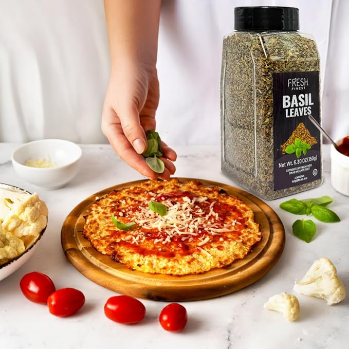 Fresh Finest Basil Leaves Spice 5.30 oz ??Dried Sweet Basil for Cooking, Non-GMO, Gluten-Free,