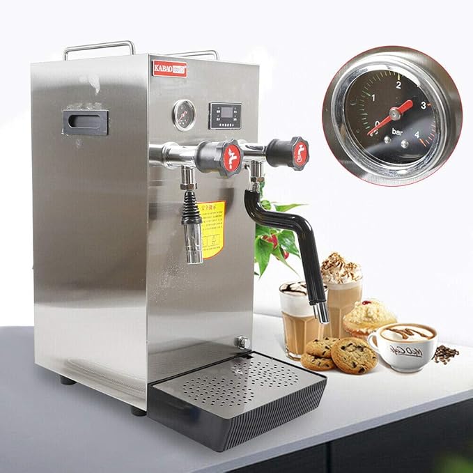 2500W Professional Espresso Coffee Machine, 2.1Gal Steam Water Boiling Machine, LED Display 360° Water Valve Coffee Machine for Tea Restaurant Equipment