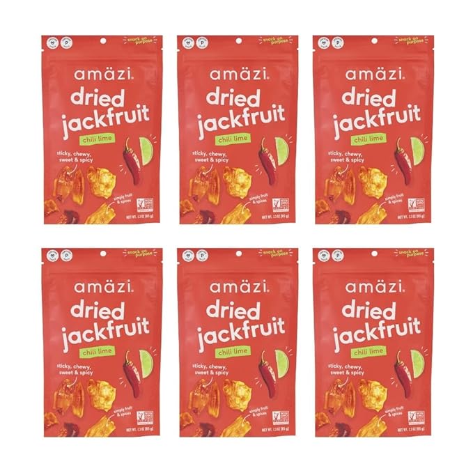 Am채zi Foods | Chili Lime Dried Jackfruit (6 Pack) | All Natural Snacks | Gluten Free Healthy Dried Fruit Snacks