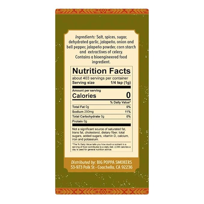 Big Poppa’s Jallelujah Spicy Jalapeño Seasoning – Bold Jalapeño Spice Blend for Steak, Chicken Veggies & More – Flavor-Packed, Gluten Free Seasoning for Grilling, Roasting & Backyard BBQ (14.2 Oz)