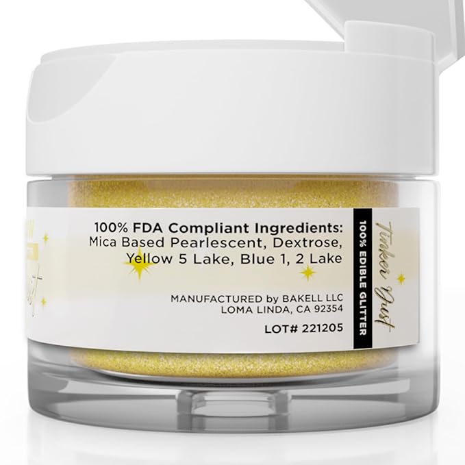 Bakell - Noen Yellow Tinker Dust (5g, 1x Jar) Edible Glitter for Food, Desserts, and Beverages!